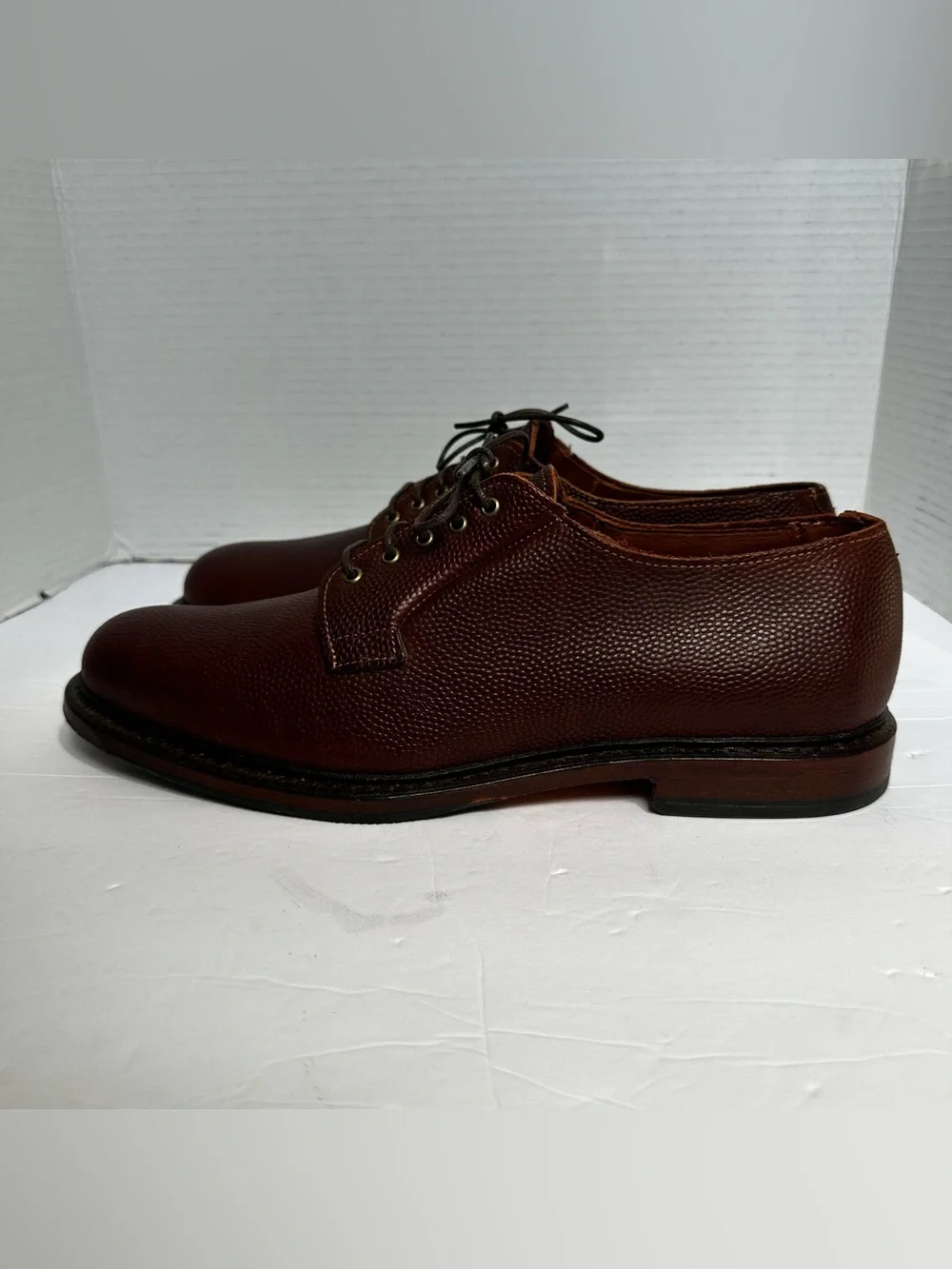 ALLEN EDMONDS Men’s Wine Brown Leather Gridiron Oxford Pebbled Shoes- Size 11